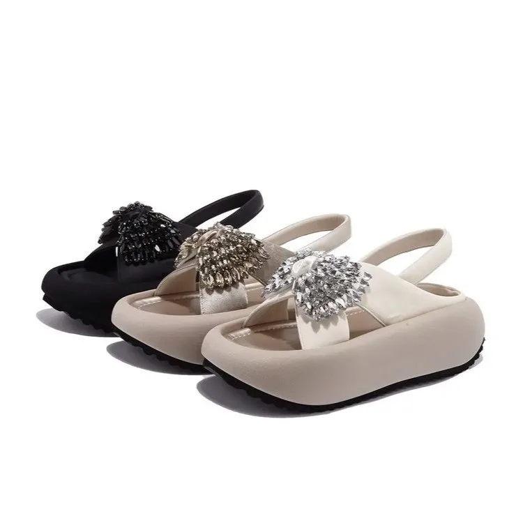 Damen-Sommersandalen 2026r Echtleder-Sandalen Modische Vielseitige Slip-On Schuhe mit Dicker Sohle und Erhöhung für Frauen