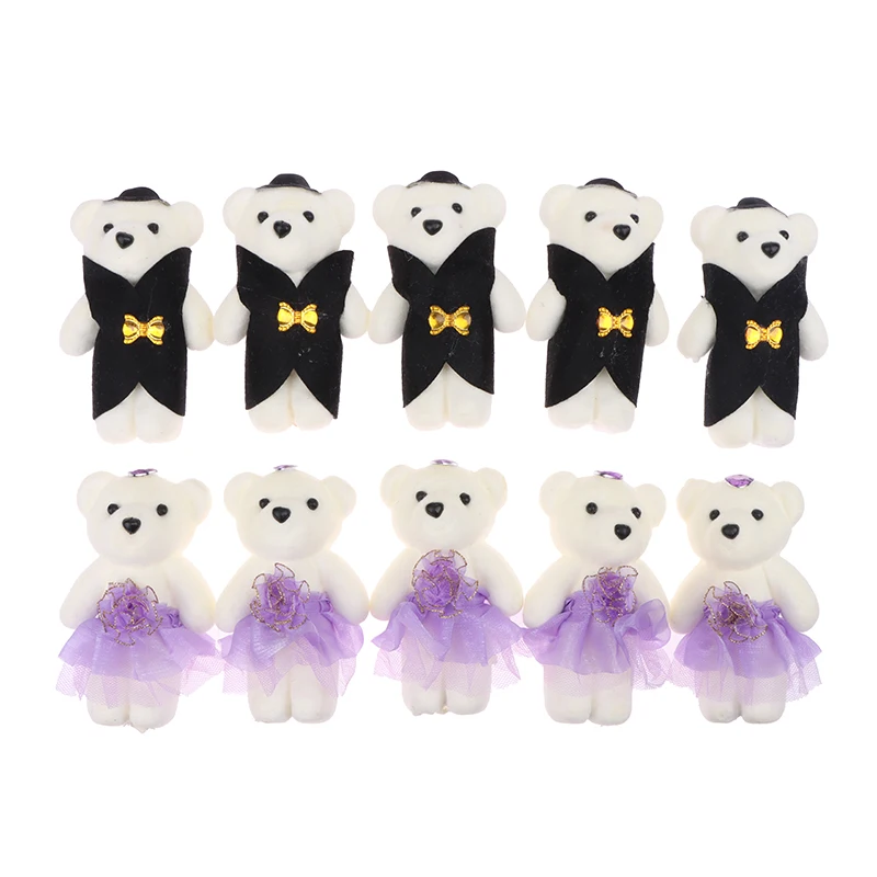 

10Pcs Cute 12cm Bear Flower Bouquet Toy Cartoon Doll Bouquet Graduation Birthday Wedding Gifts Party Decor