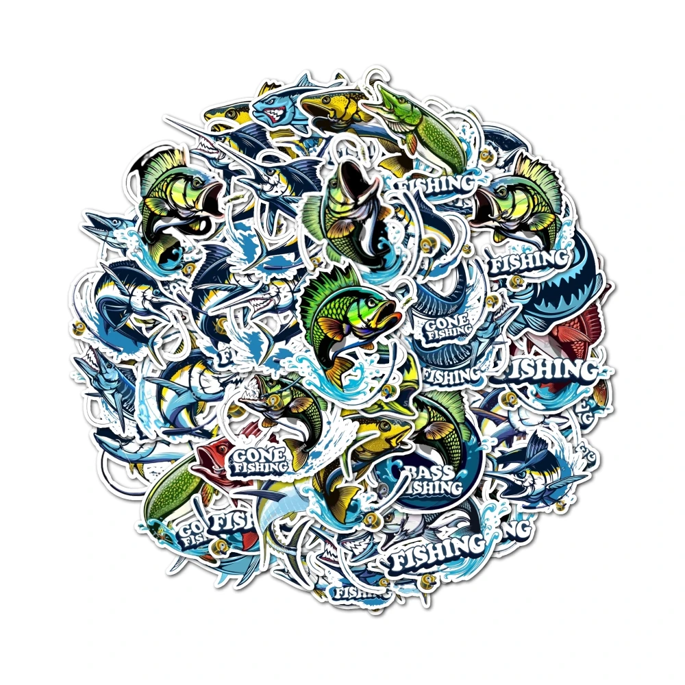 48 sztuk samoprzylepnych naklejek wędkarskich z ryb morskich może być używanych do notatników, przyjęć, blatów ściennych i innych dekoracji,