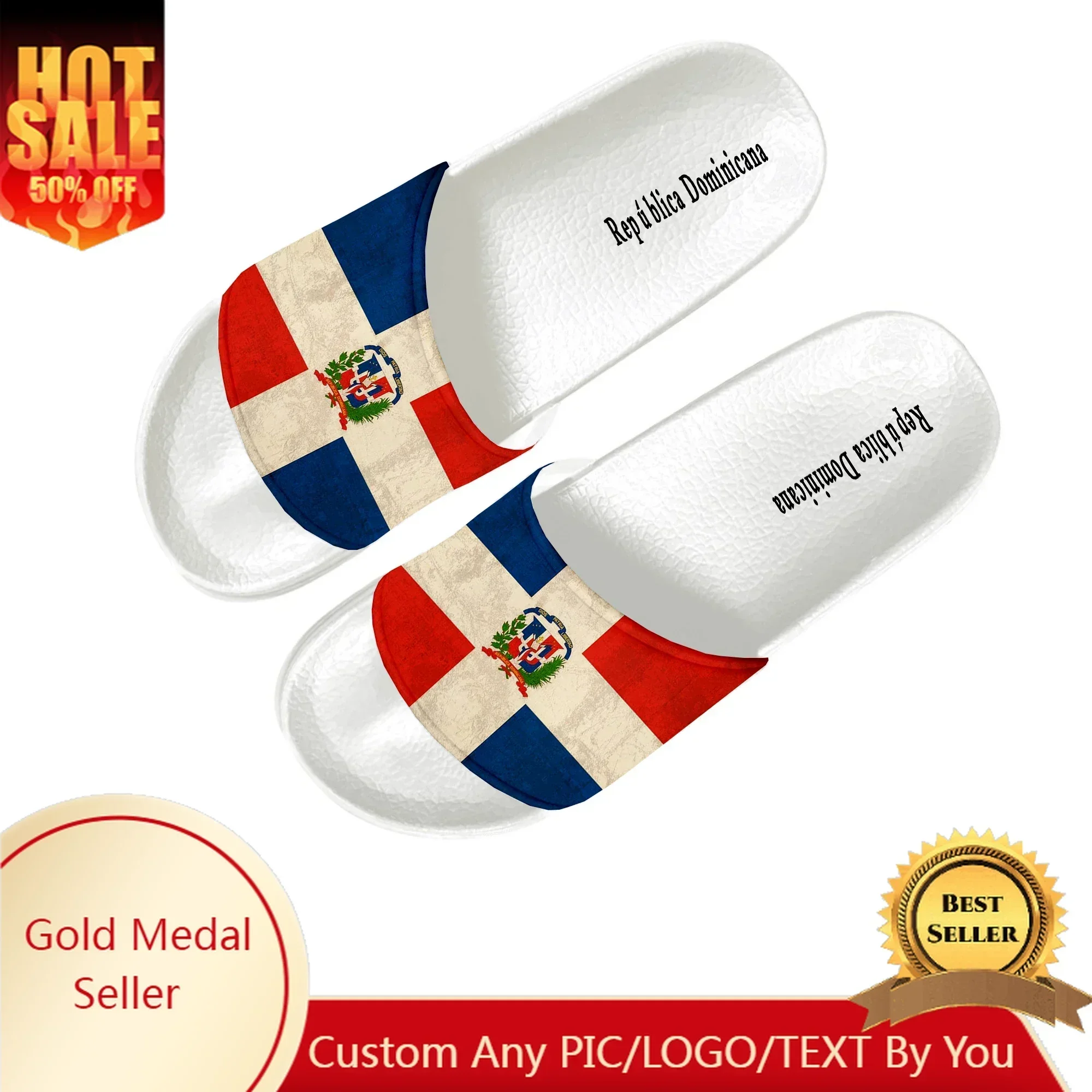 Dominican Republic Flag Slippers Home Water Shoes Men Women Teenagers Children Beach Pool Sandals Custom Made Summer Slipper