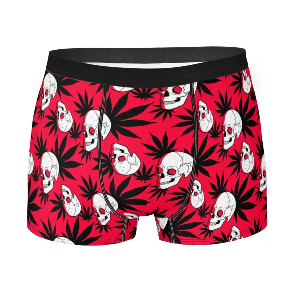 Leaf Skull Pattern Design  Underpants Cotton Panties Men's Underwear Ventilate Shorts Boxer Briefs