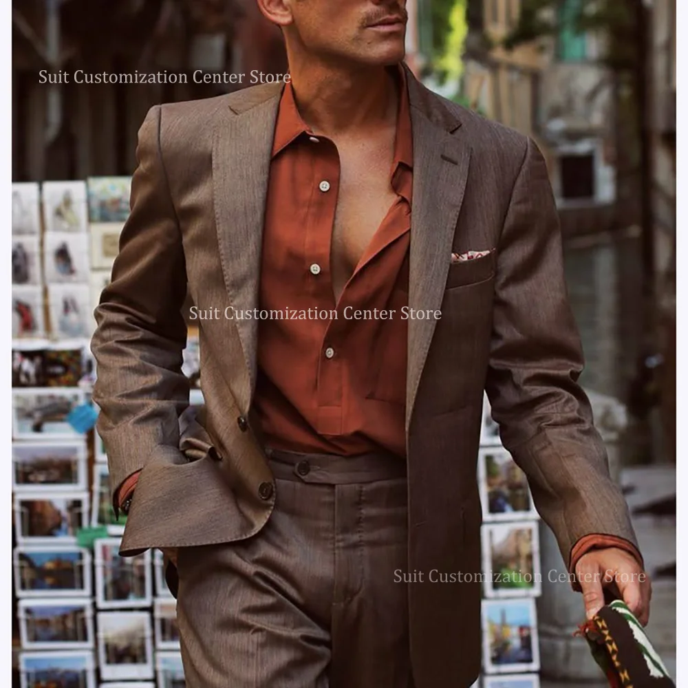 

New Arrival Notch Lapel Suits For Men Classic Single Breasted Slim Fit 2 Piece Special Occasion Evening Party Casual Clothing