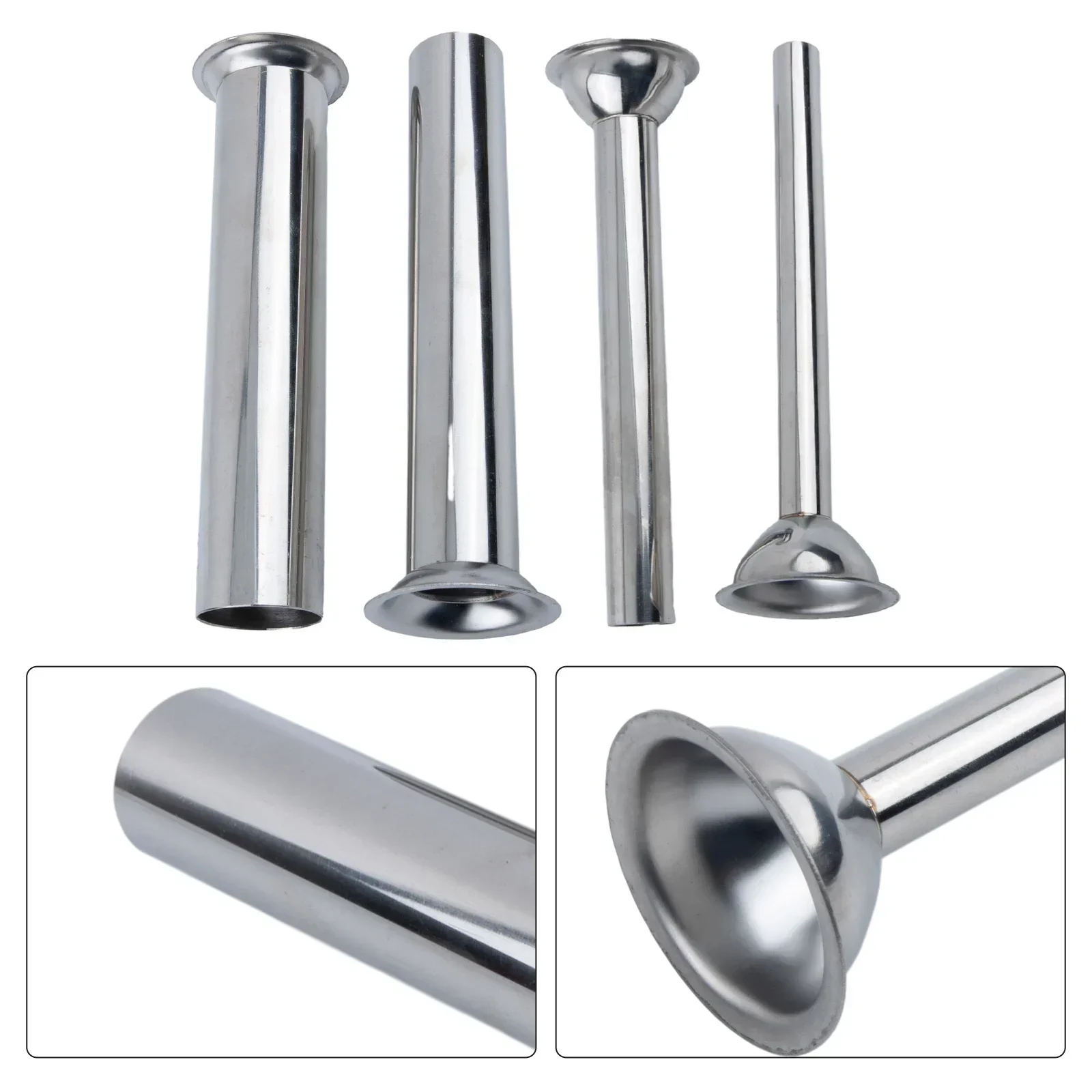 4Pcs Stuffing Tubes Sausage Stuffer Funnels Nozzles Silver 165mm-6.5inch Salami Making Sausage Maker Homemade Sausage Filler New