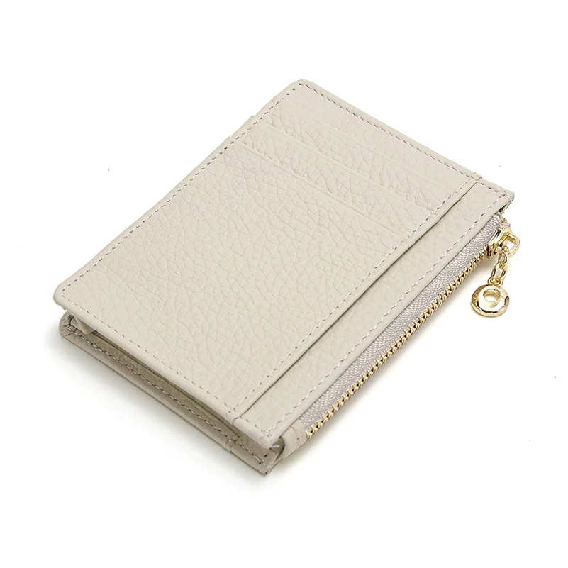 Western Cowhide Leather Multi Cards Super Thin Zipper Coin Wallet Fashion Genuine Leather Small Purse for Ladieser