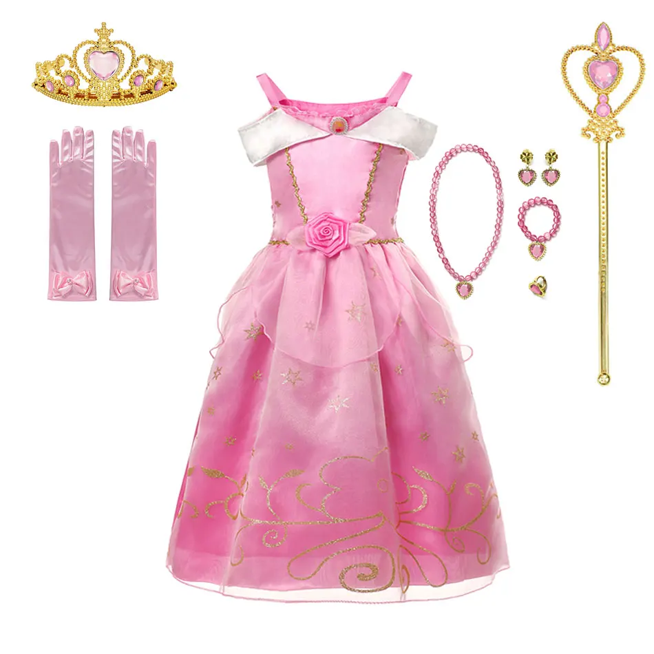 Vestido de princesa Disney para niñas, disfraz de Rapunzel, Elsa, Anna, Cenicienta, Halloween, fiesta de carnaval, ropa de fantasía para niños