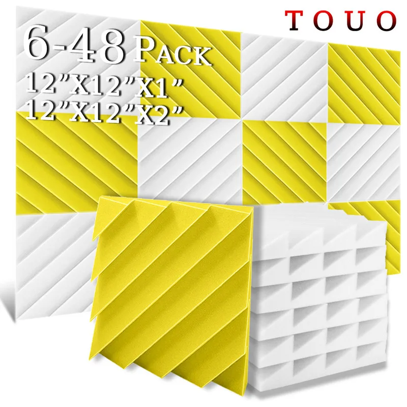 

TOUO Diamond Groove Acoustic Foam 6-48 Pcs Flame-Retardant Acoustic Foams Panel Soundproof Material Room Acoustic Treatment