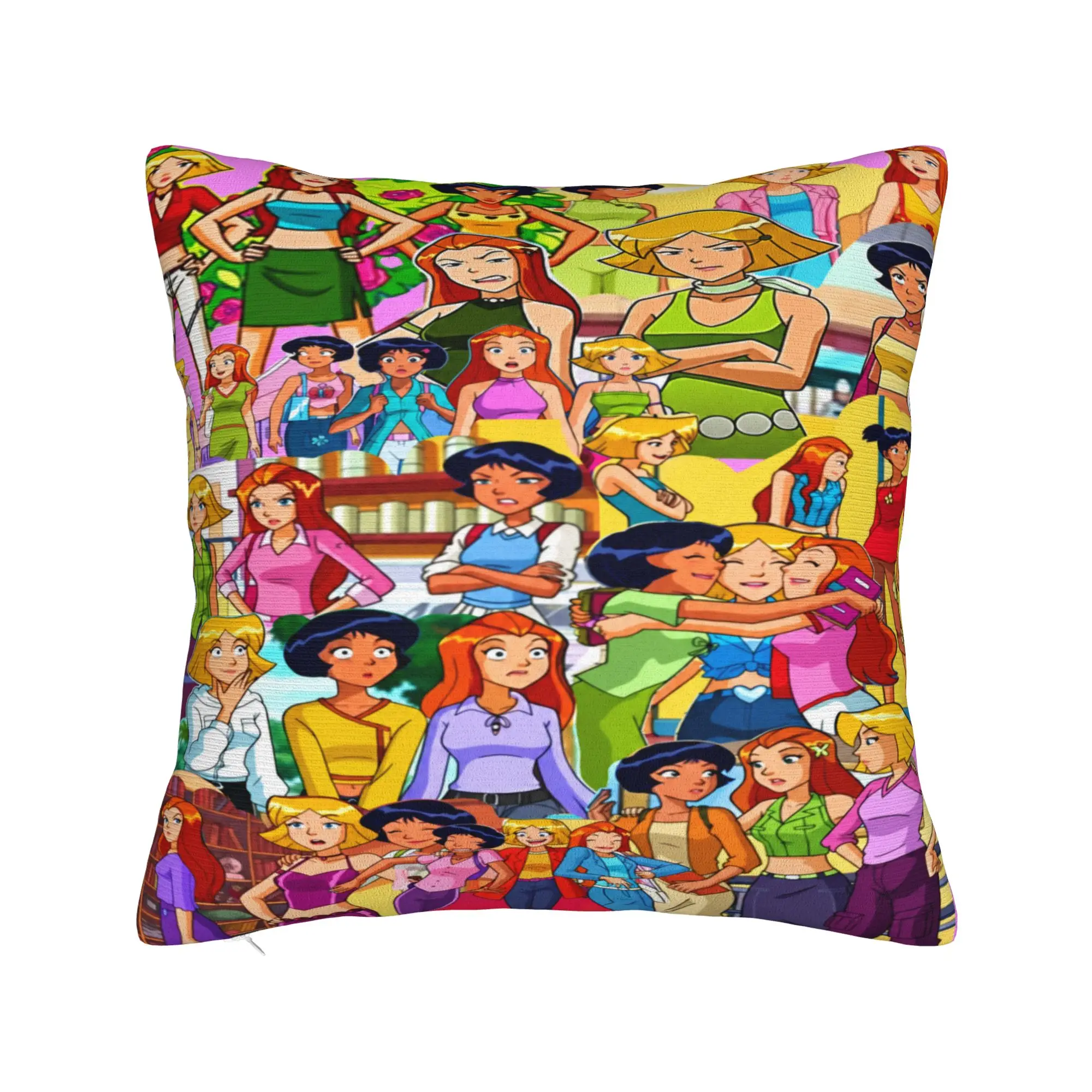 Totally Spies Full Cast Pillow Cover  Retro Trendy Pillow Case For Sofa Bedroom Home Decor Design Pillowcases Gift