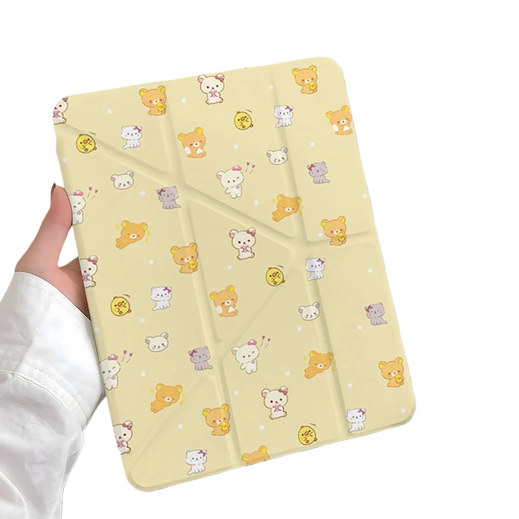 Bear Kitten Pen Slot Tablet Case For Mini 7 6 iPad Pro 2024 2022 2021 2020 2019 2018 2017 11 10 9 8 7 6 5 Air7 6 5 4 3 2 1 Cover