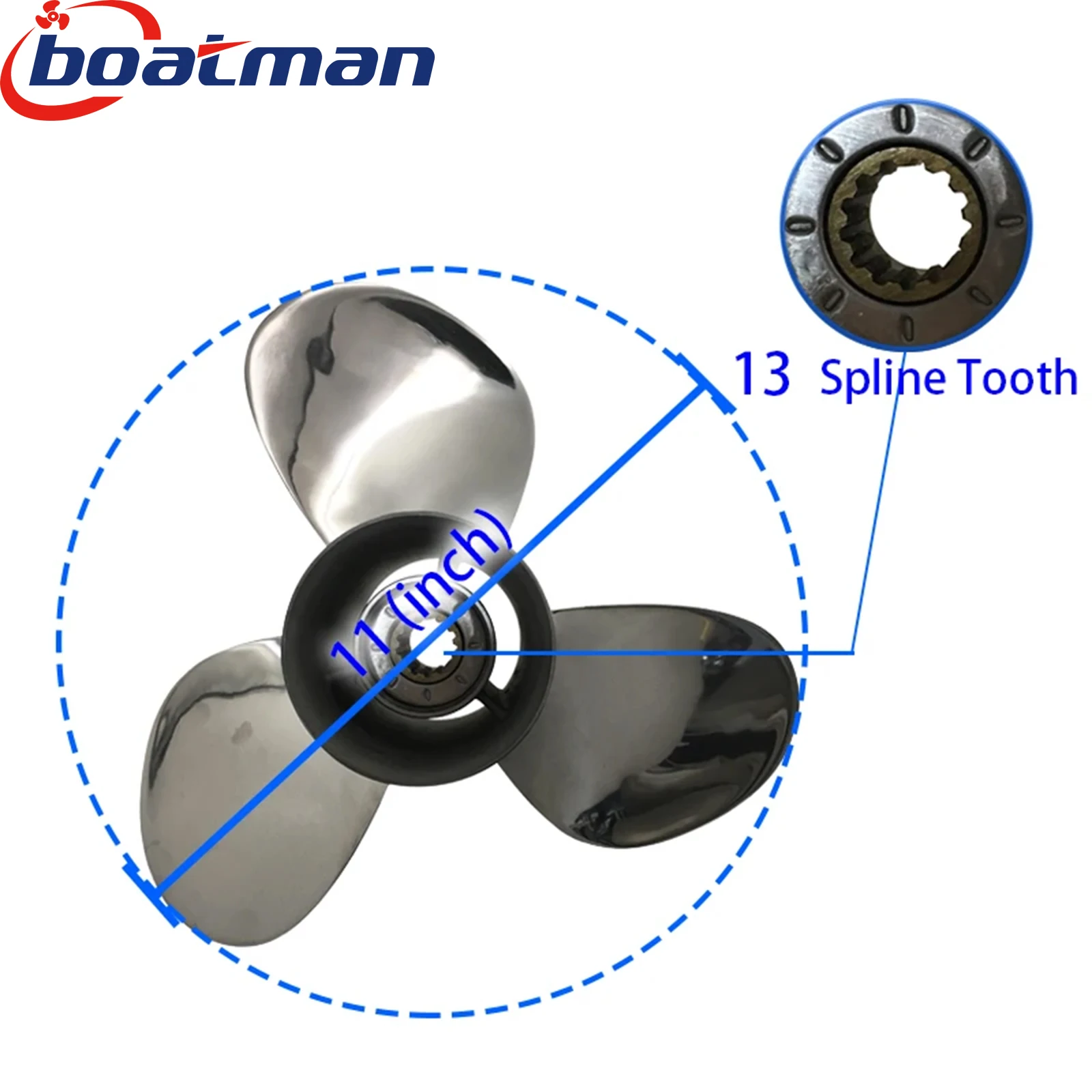 Boat Outboard Propeller 11x15 For Yamaha Engine T F 25HP-60HP Stainless steel 13 Splines Tooth 663-45943-01-EL