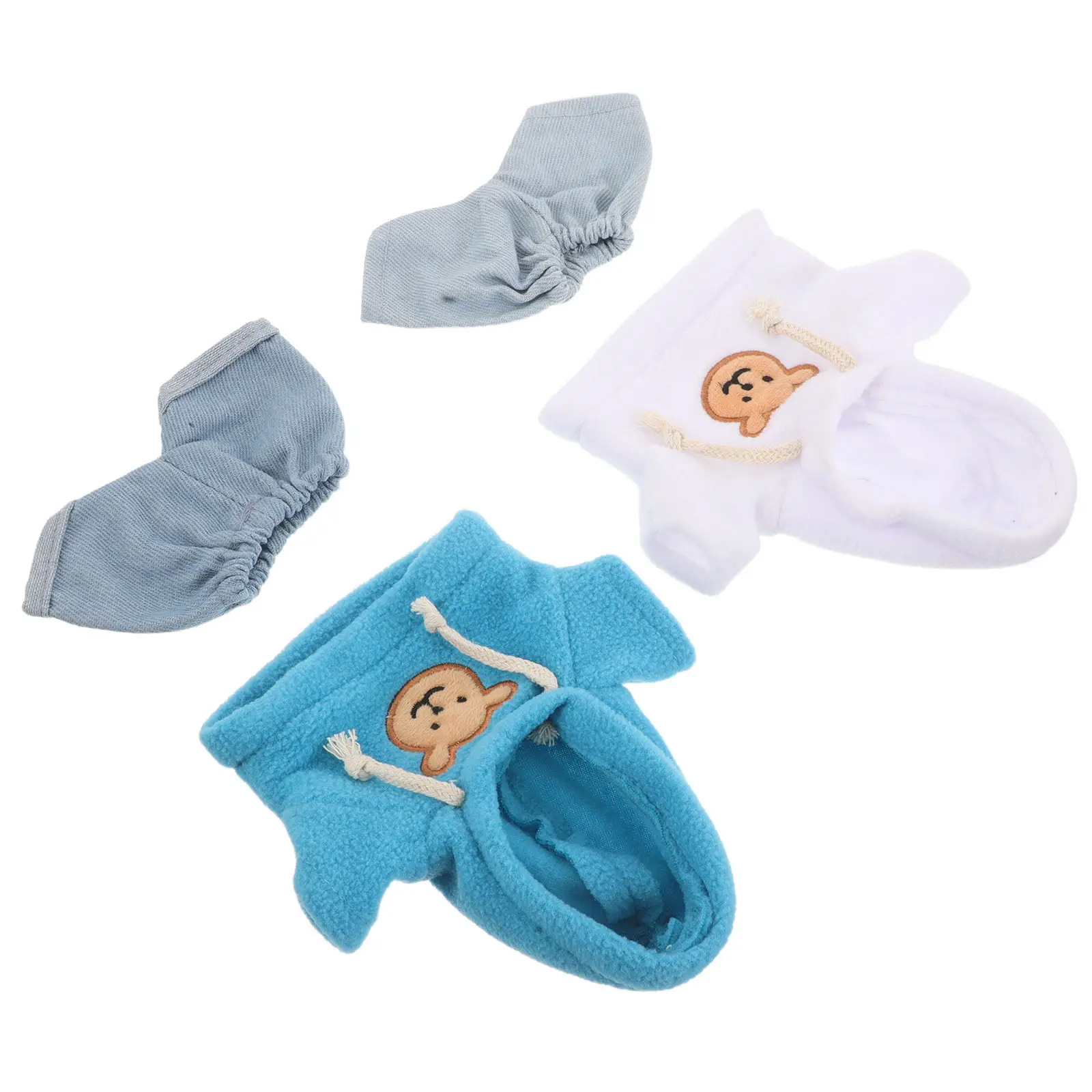4Pcs Bear Clothes Set Hoodie Denim Pants for 20Cm 8Inch Stuffed Animals Make Your Own Small Bear Clothes Kit Toy Clothing
