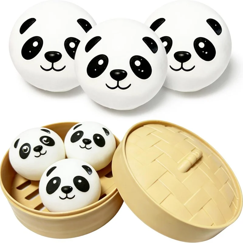 Niedliche Schweinchen-Panda-Knödel-Squishies mit Dampfgarer, Quetschbare Teigkugel als Partygeschenk, Stressabbau-Geschenk, Kawaii Lebensmittel-Quetschspielzeug