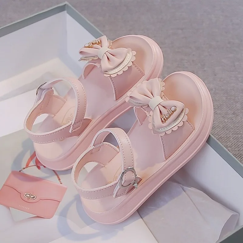 

Детские сандалии для девочек с бантом, летние, нескользящие, повседневные, для свадьбы, вечеринки, на каждый день