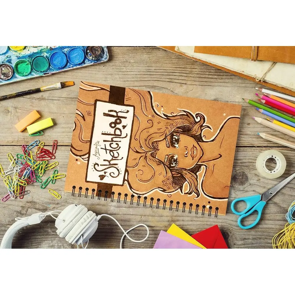 دفاتر ملاحظات حلزونية بغطاء كرافت مقاس A5 مكونة من 60 قطعة، مقاس 5 × 8، مثالية للعمل، والرسم، والدراسة، وتدوين الملاحظات، والهدايا