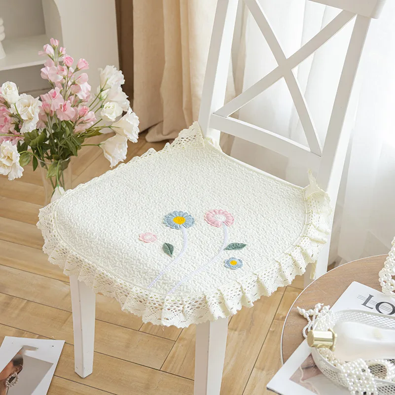 

100% Cotton Chair Cushion Pad Daisy Printed Dining Chair Cushion Luxury Simple Thin Breathable Four Seasons Universal Anti-slip