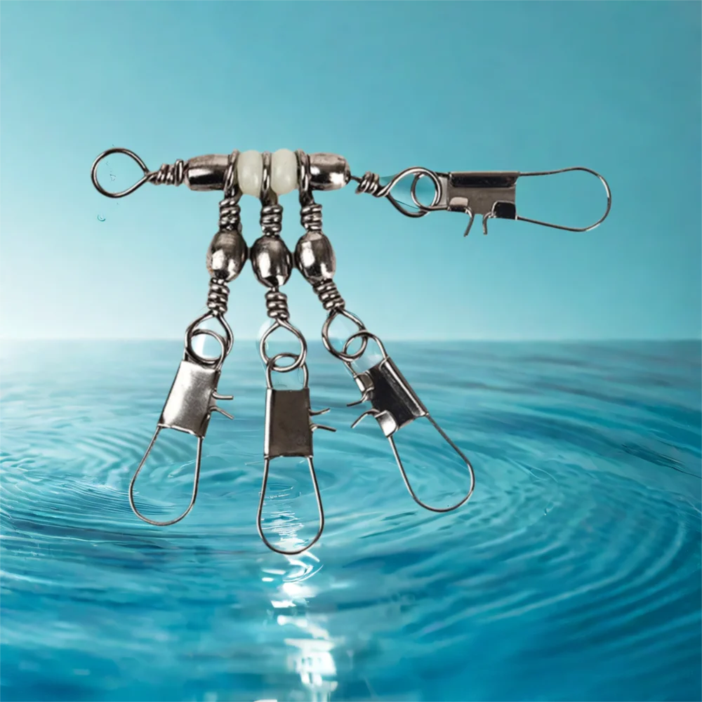 10 قطعة 3-Way الصيد المفاجئة موصل مع دبوس الصلبة حلقة تحمل برميل وصلة دوّارة لصيد الأسماك دائم الفولاذ المقاوم للصدأ الثقيلة الكرة