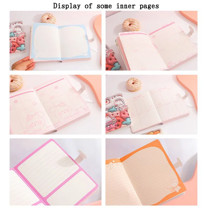 Cute Cartoon Notebook Bunny Planet Color Page Illustration Soft Cover Magnetic Buckle Diary Student Schedule Planner Notepad