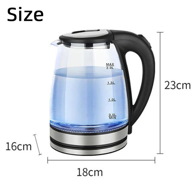 2L Blu-ray Glass Electric Kettle Stainless Steel Automatic Power-off Kettle Home Multi-functional Tea-boiling Health Pot