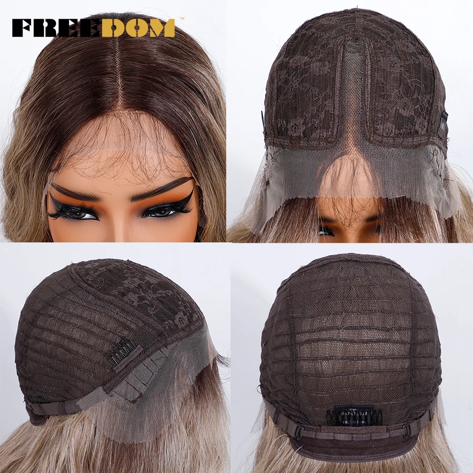 الحرية الاصطناعية الدانتيل شعر مستعار أمامي 36 بوصة سوبر طويل عميق الجسم متموج الدانتيل الباروكات للنساء أومبير براون شقراء الباروكات الأبيض شعر مستعار تأثيري #5