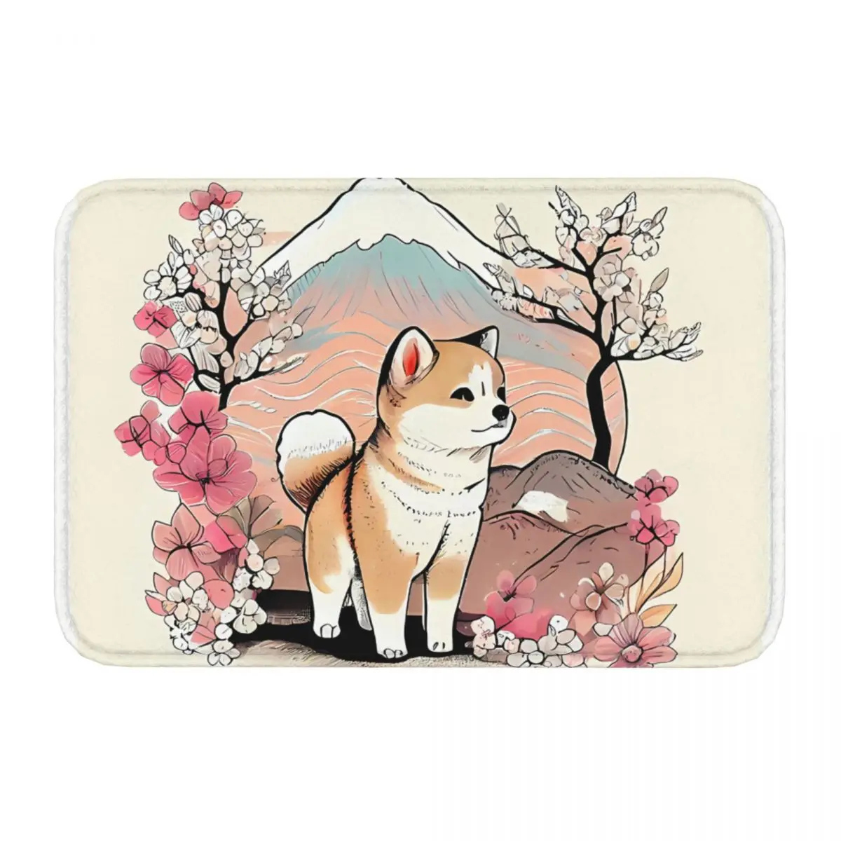 Bath Non-Slip Carpet Edgy Shiba Inu With Japanese Art Style Bedroom Mat Entrance Door Doormat Floor Decor Rug