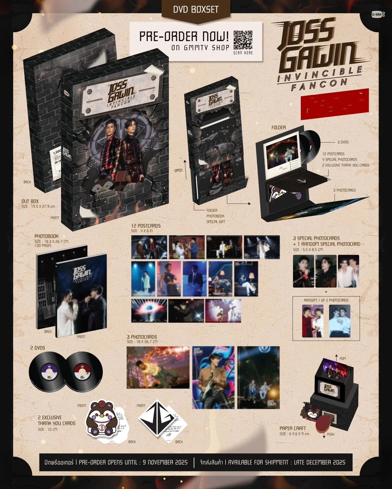 

Pre-sale Official Gmmtv Thai Star Joss Gawin Jossgawin Thai TV My Golden Blood Drama Invincible Fancon DVD Boxset