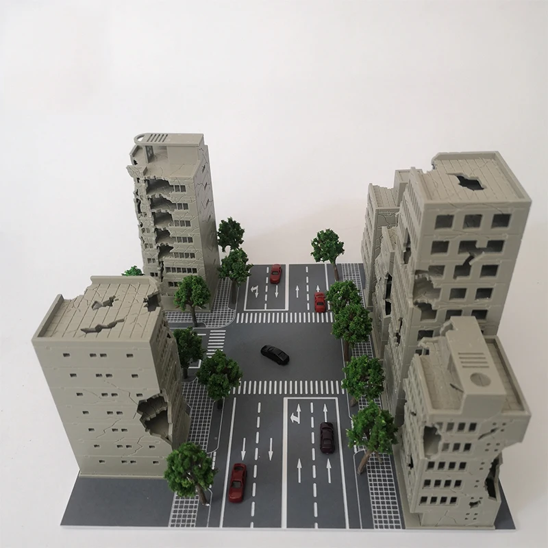 Modèle de construction Miniature de Simulation 1:300, bataille, ville endommagée, modèles de maison hifh-rise, bricolage, paysage militaire, jouets à assembler, 1 pièces