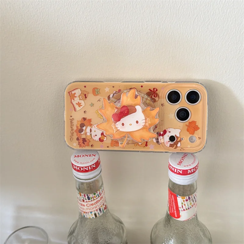 Funda de teléfono magnética Kawaii de dibujos animados Hellokitty para iPhone 16 17 Pro 14 15 Pro Max con soporte para fundas Magsafe para iPhone 1