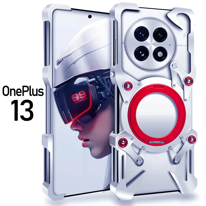 Magnetic Aluminum Frameless Bumper Case, 360° Rotating Stand Metal Rimless Cover for OnePlus 13, Ace 2, Ace 3, Ace 3 Pro, Ace 5