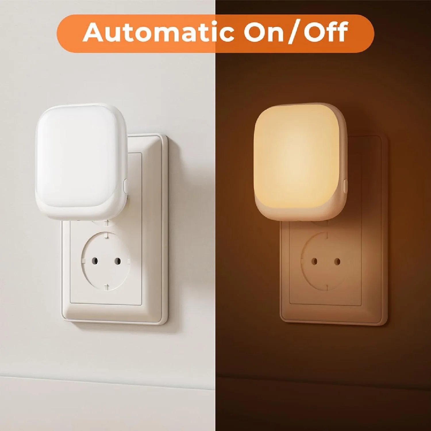 1/2/4pcs EU Plug-In Night Light Plug-In Wall Night Light Dusk to Dawn Sensor LED Night Light for Bedroom, Hallway