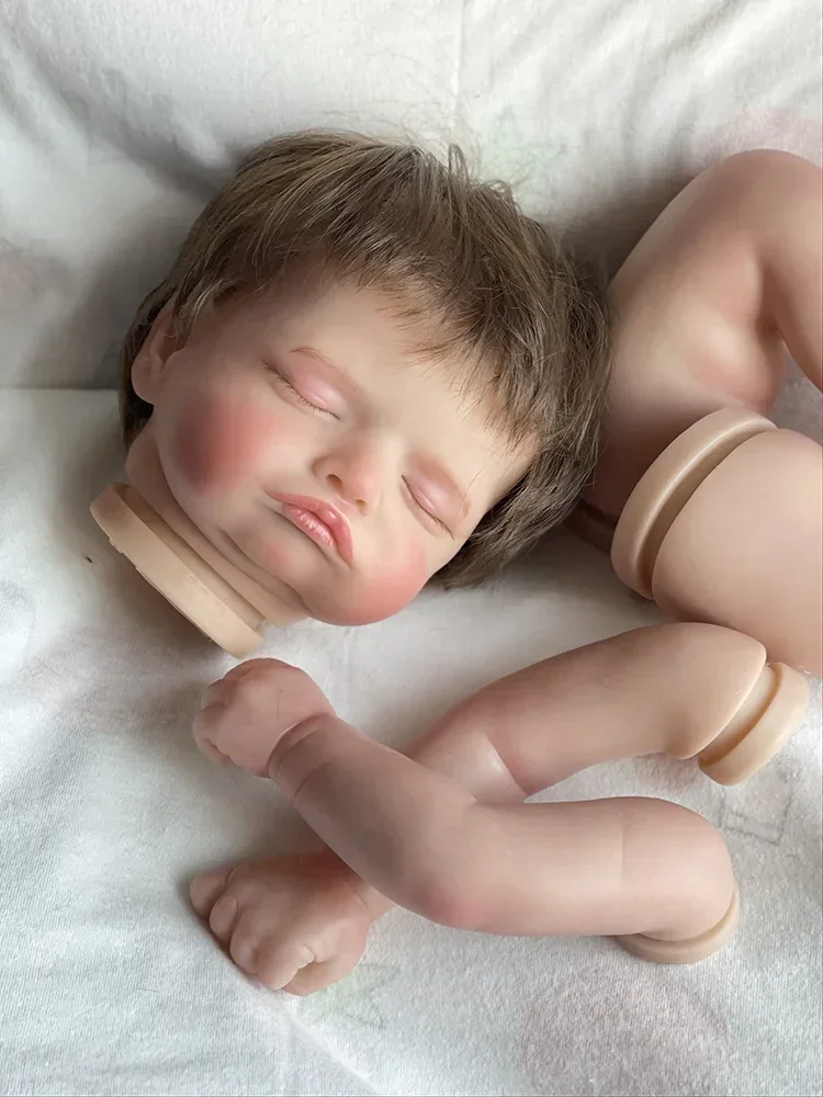 روزالي الطفل النائم مع الشعر المجذر باليد ، 18 بوصة ، رسمت بالفعل ، 3D ، الأوردة المرئية ، مجموعة تولد من جديد
