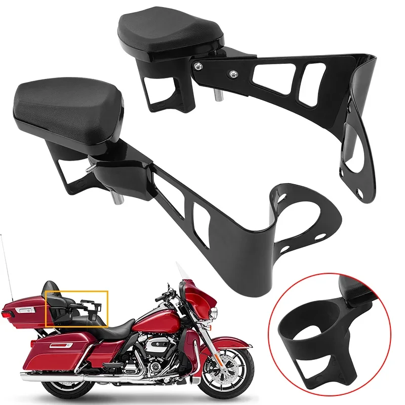 

Motorcycle Black Armrests Adjustable Accessories Cup Holder Bottle Handlebar For Harley Touring Electra Road Tri Glide 2024