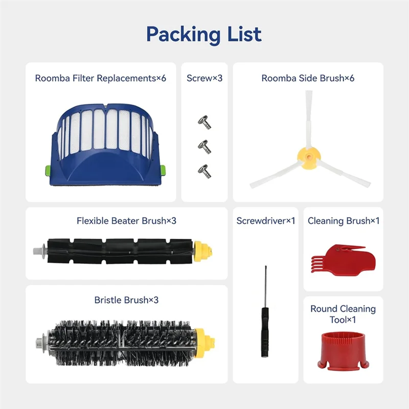 مجموعة ملحقات بديلة M04K لسلسلة Irobot Roomba 600 694 675 & 500 Series 595 585 564 Robot- Filter، فرشاة جانبية