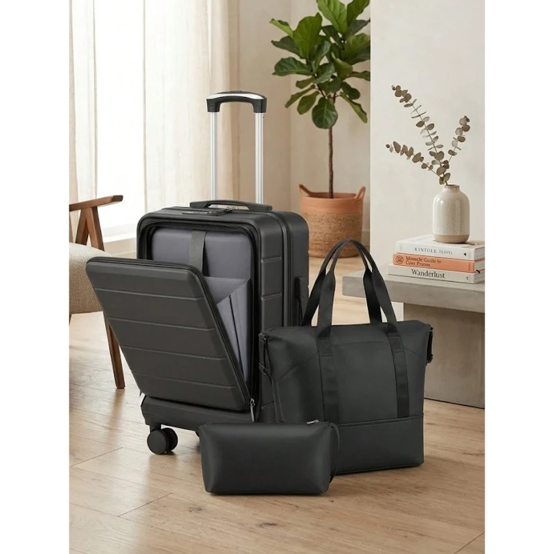 3 in 1 20 Inch Hardside Carry On 22x14x9 Airline Approved Spinner Suitcase Laptop Pocket TSA Lock Tote for School Travel