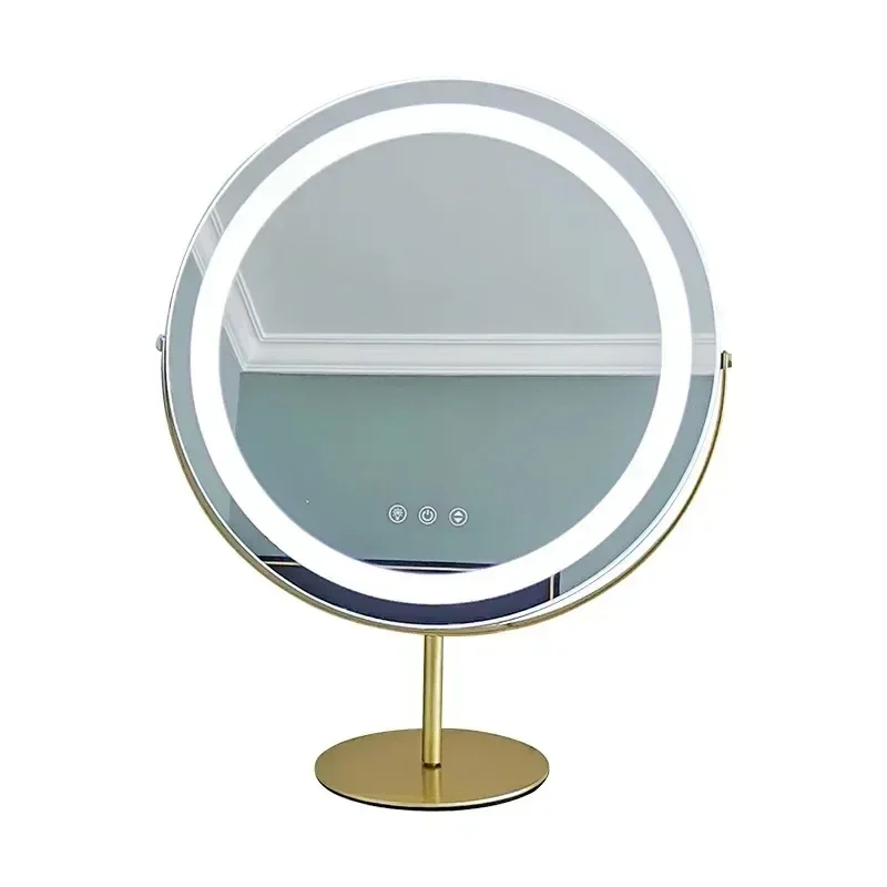 Vintage Vanity Table Makeup Led Mirror Bathroom Standing Golden Desk Mirror Room Decor Home Aesthetic Espelho Vanity Mirror