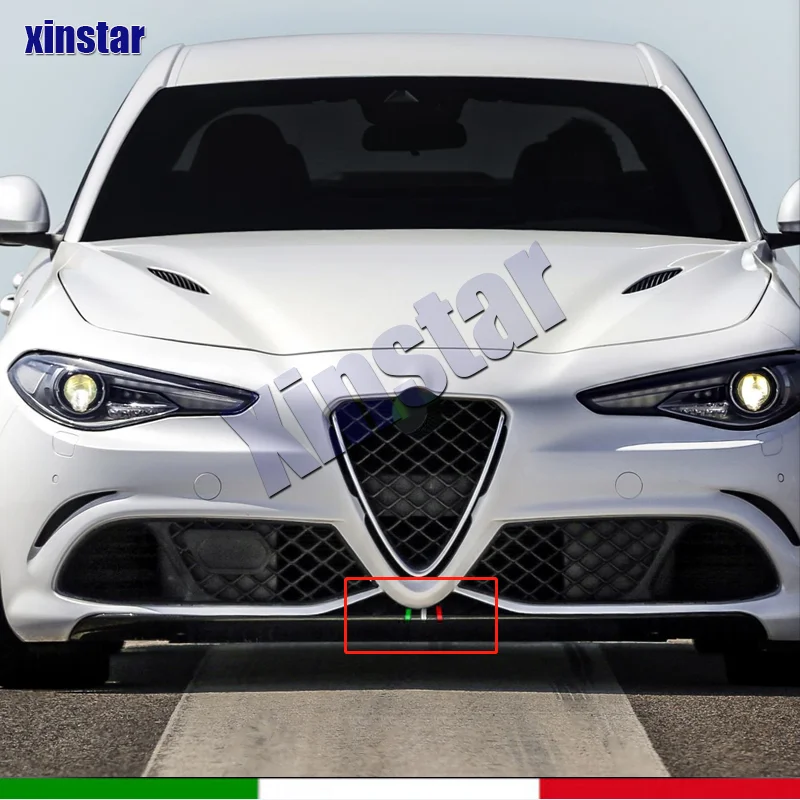 Car Italian Flag Front Grille Stickers Decals For Alfa Romeo Giulia Quadrifoglio Auto Accessories