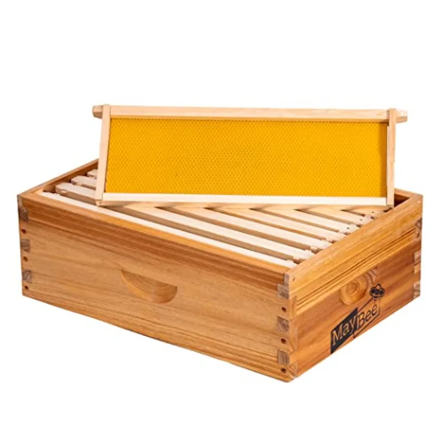 

8-Frame Beehive Box Langstroth Medium Super Bee Box for Sale Wax Coated Bee Hives Includes Wooden Frames and Waxed Foundations