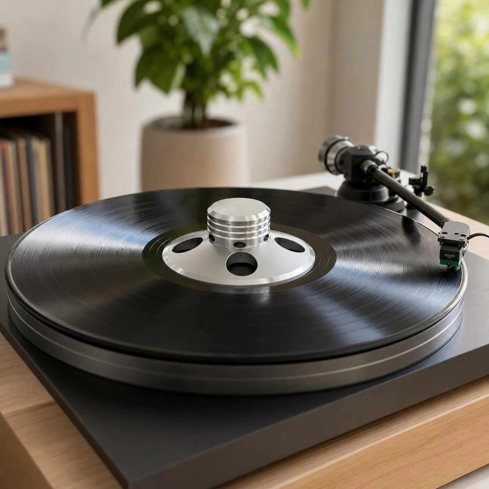 Stabilisateur de disque vinyle, amortisseur de vibrations, stabilisateur de poids pour disque vinyle, profil bas, léger, pour audiophiles