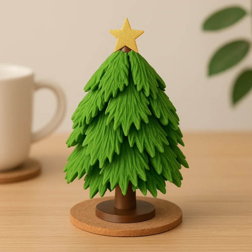شجرة على شكل شجرة عيد الميلاد كوستر الصحافة طوي شجرة عيد الميلاد ملتوي اللعب زخرفة المضادة للانزلاق ورقة قاعدة كأس حصيرة