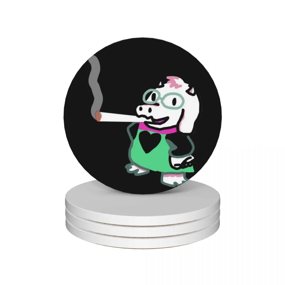 Ralsei Blunt design Ceramic Coasters (Set of 4) cute cup funny slate coffee cup stand Coasters