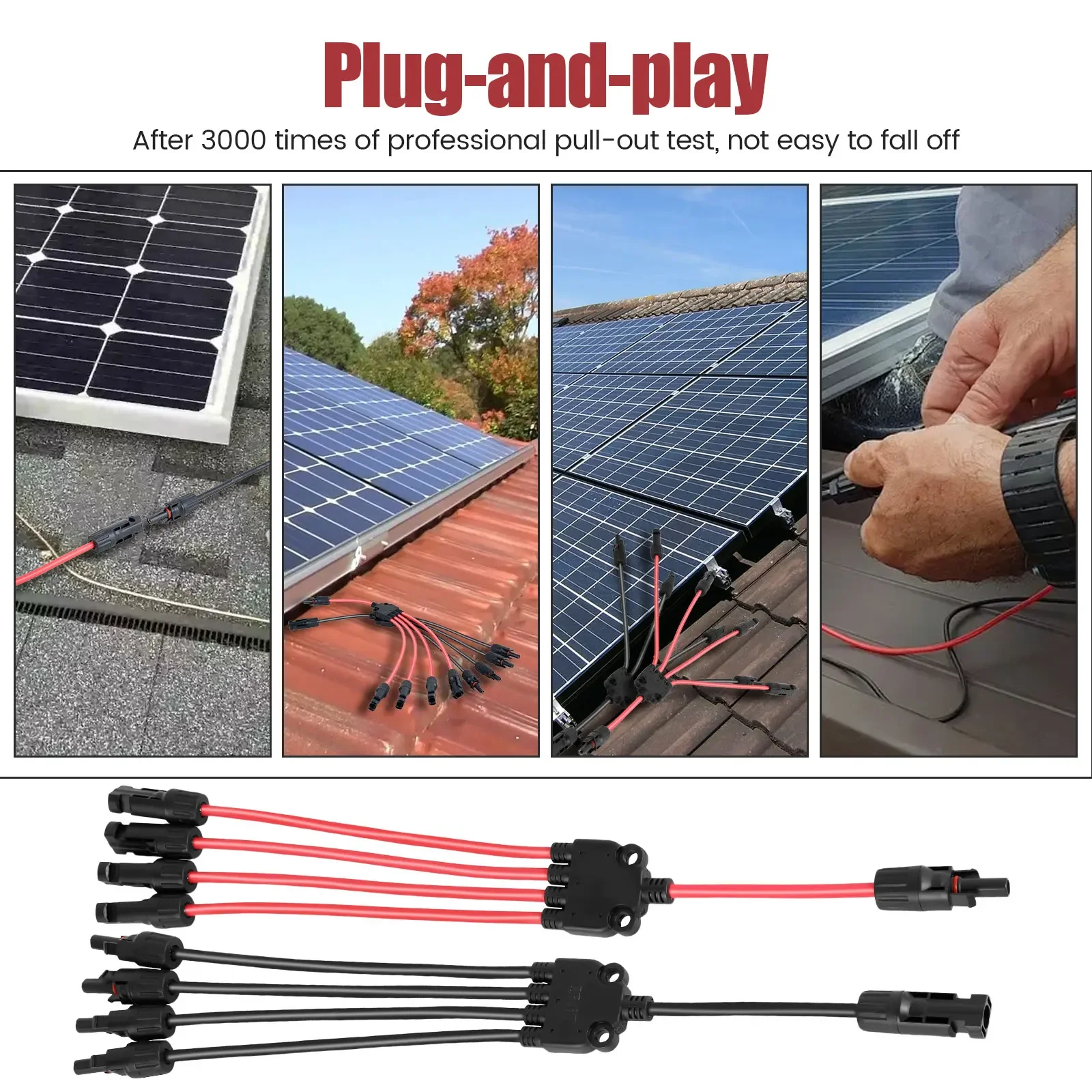 2/4PCS Solar Connectors Waterproof Y-shaped 5 Way Adapter Solar Cable Parallel Adaptor Heat Resistant Panel Wire Connector Hotsa