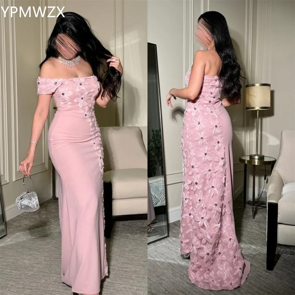 

Customized Prom Gown Evening Formal Dress YPMWZX One-shoulder Mermaid Floor Length Skirts Applique Print Bespoke Occasion