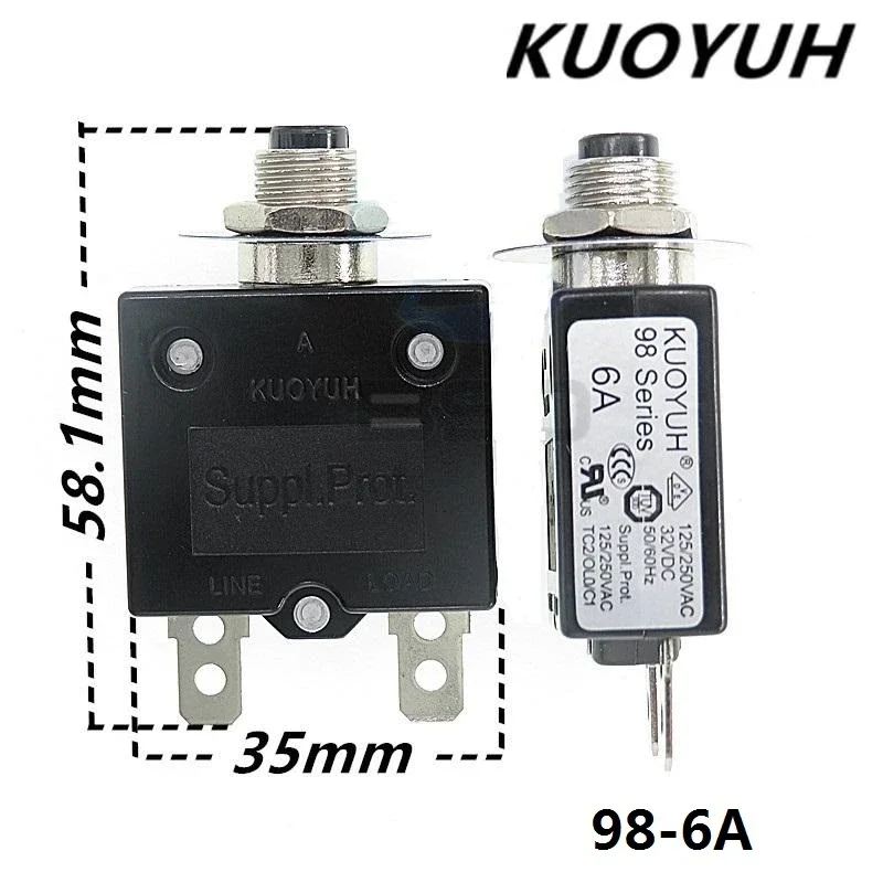 98 Series 6A Circuit Breakers KUOYUH Overcurrent Protector Overload Switch
