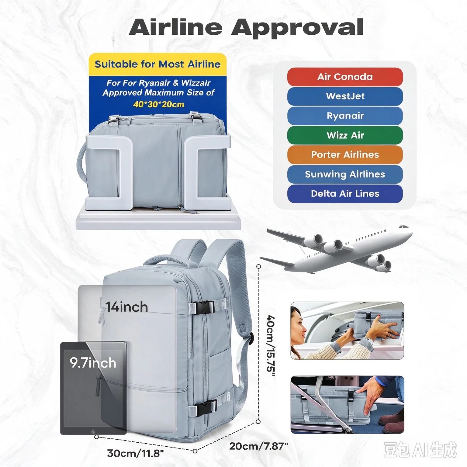 Ryanair Backpack 40x30x20 Cabin Bag Plane Travel Backpack for Men Women Hand Luggage Leisure Notebook Backpack Carry on Luggage