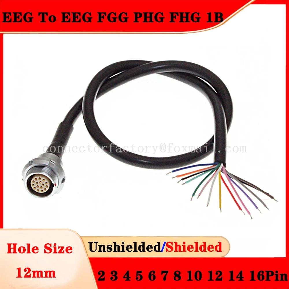 EEG 1B External Nut Fixing Socket Soldering Shielded Cable 2 3 4 5 6 7 8 10 12 14 16 Pin EEG To PHG Female And FGG FHG Male Plug