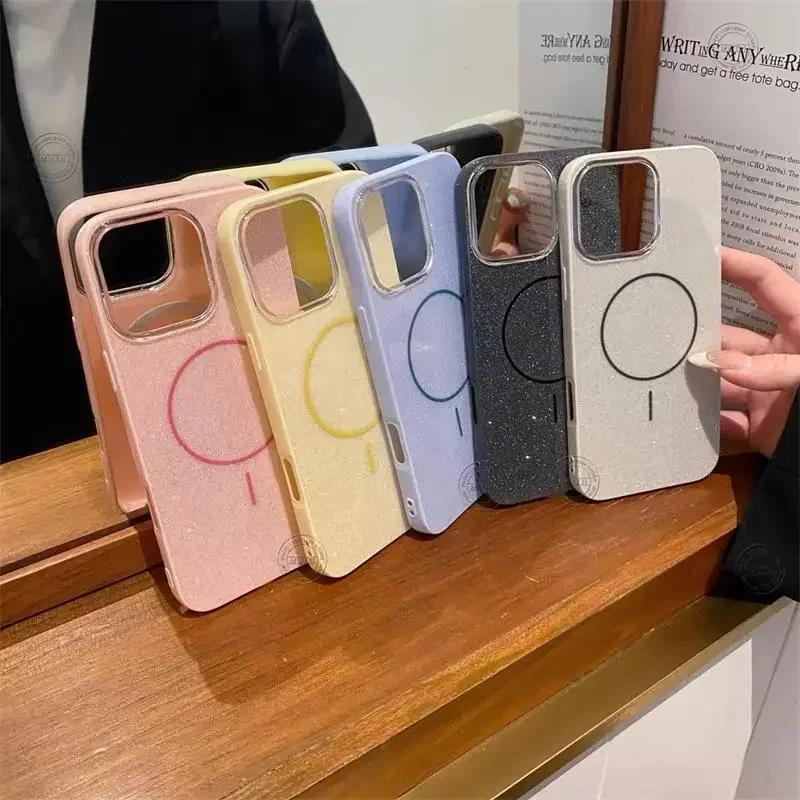 별처럼 반짝이는 광택 케이스 (아이폰 17 에어 16e 16 15 14 13 12 11 Pro Max Plus 마그네틱 무선 맥세이프 커버) 여성용 인기 상품