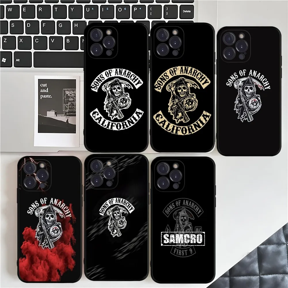 Sons Of Anarchy Capa de telefone para iPhone 16 15 14 13 12 Mini 11 Pro XS Max X XR SE 6 7 8 Plus Capa de silicone macio