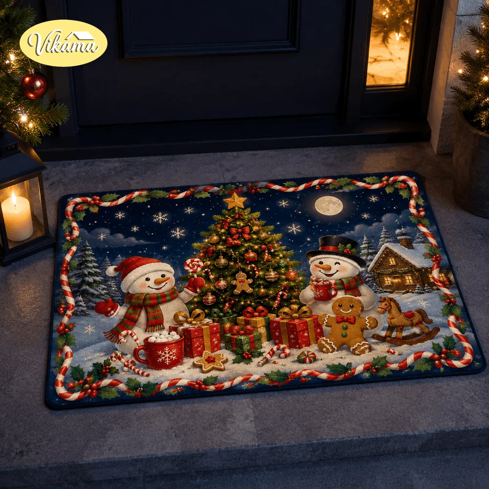 VIKAMA Christmas-Themed New Rug For Bedroom, Living Room Entrance Bathroom Water-Absorbent Easy To Clean Suitable For Home Decor