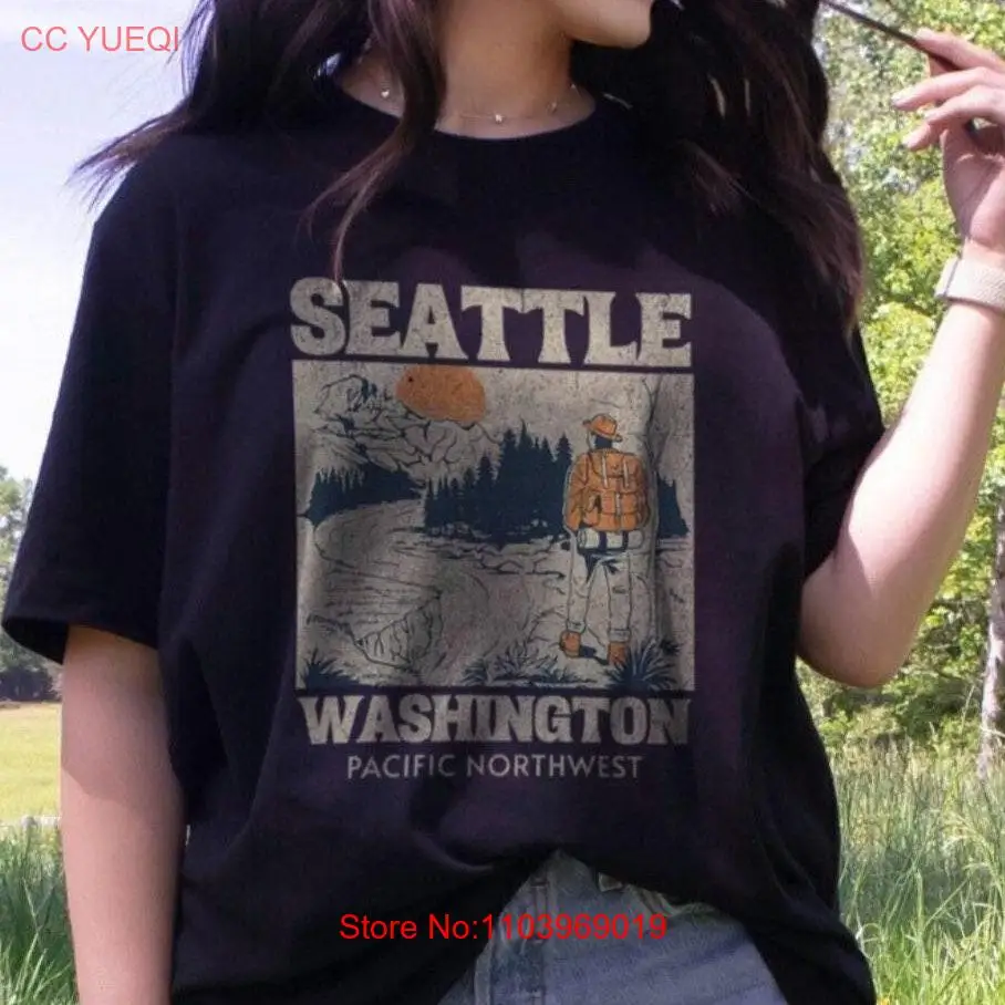 Футболка «Сиэтл» «Приключение ждет» на открытом воздухе» Пеший туризм Тихоокеанский Северо-Запад Вашингтон Кемпинг Природа Винтаж Модные Мандринг