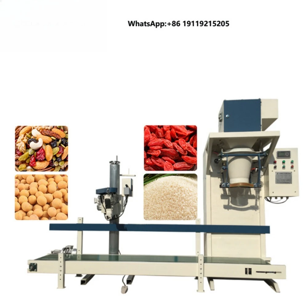 Rice and Grain Weighing Filling Packaging Machine with Bag Lifting Conveyor and Sealing Device
