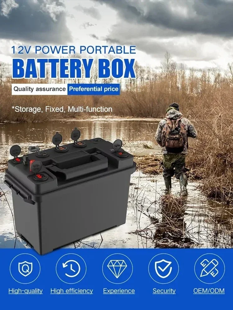 Battery Box 12V Outdoor Multi-functional Battery Box Emergency Power Storage Battery Box USB Fast Charging Portable Power Supply