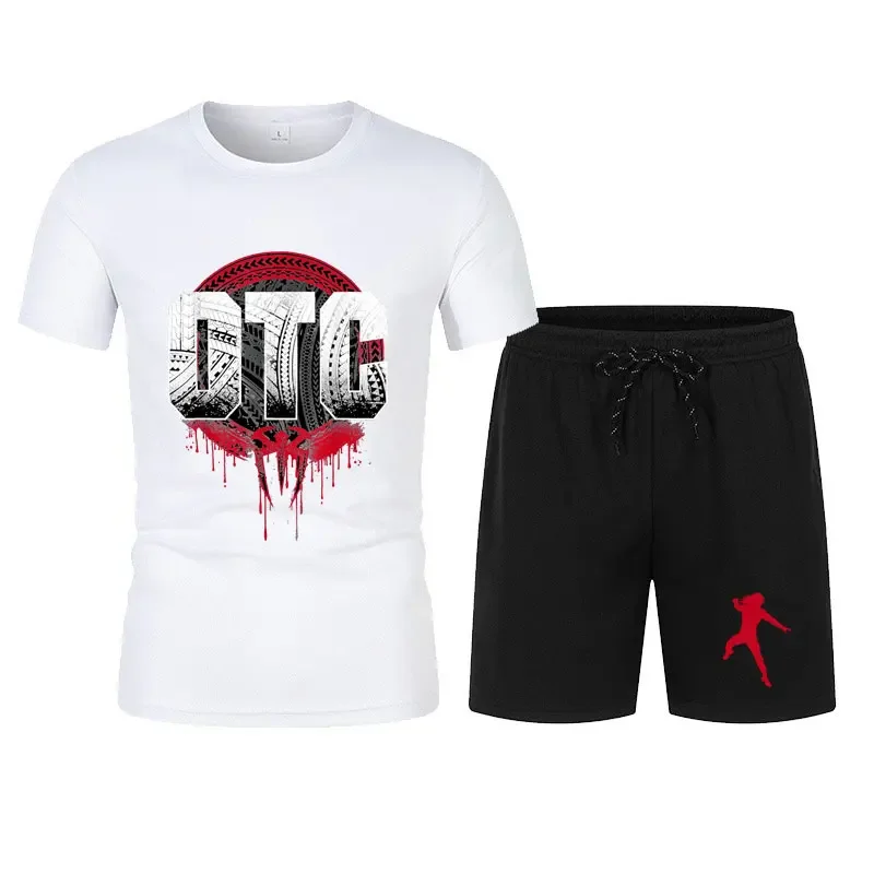 Men's Black Roman Reigns OTC T-Shirt Shorts Set Summer Short Sleeve Men Overiszed Suits 2024 New Causal Clothing Sets